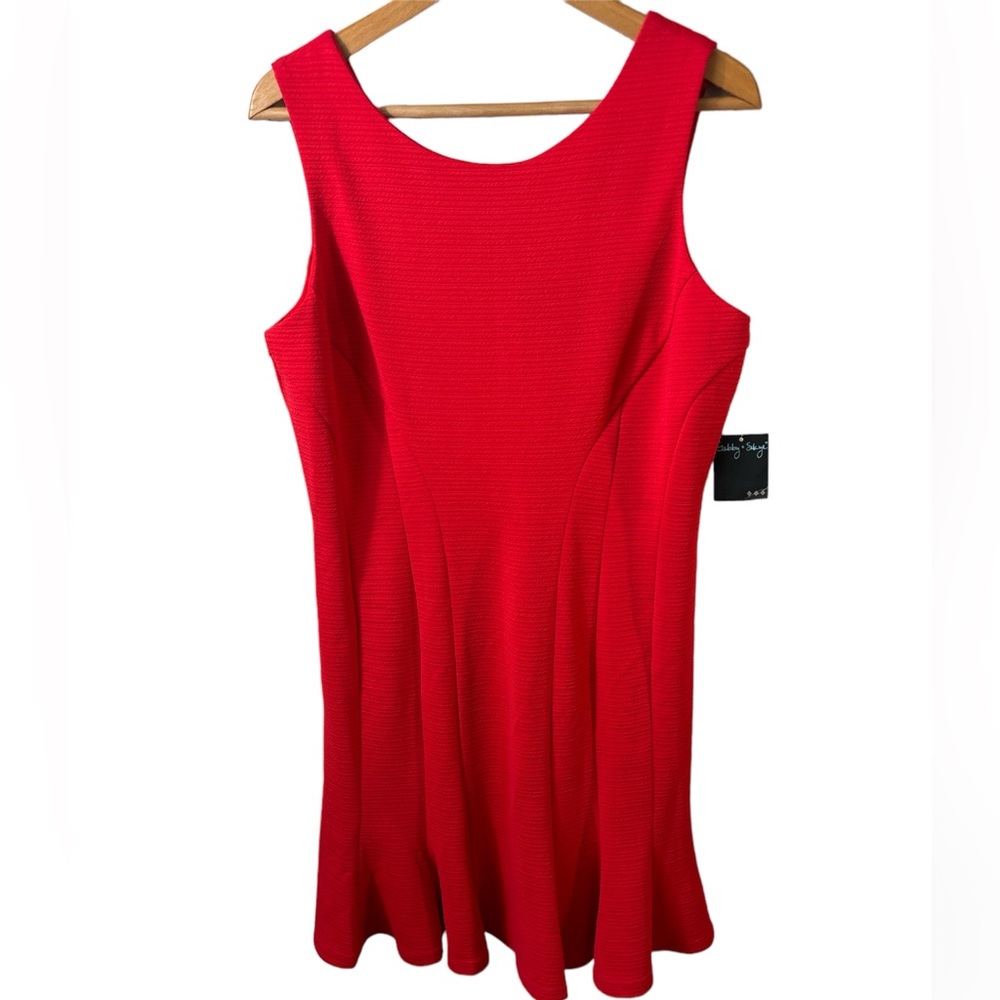 NWT Gabby Skye sleeveless red dress pleated details size 14. career siren Zipper